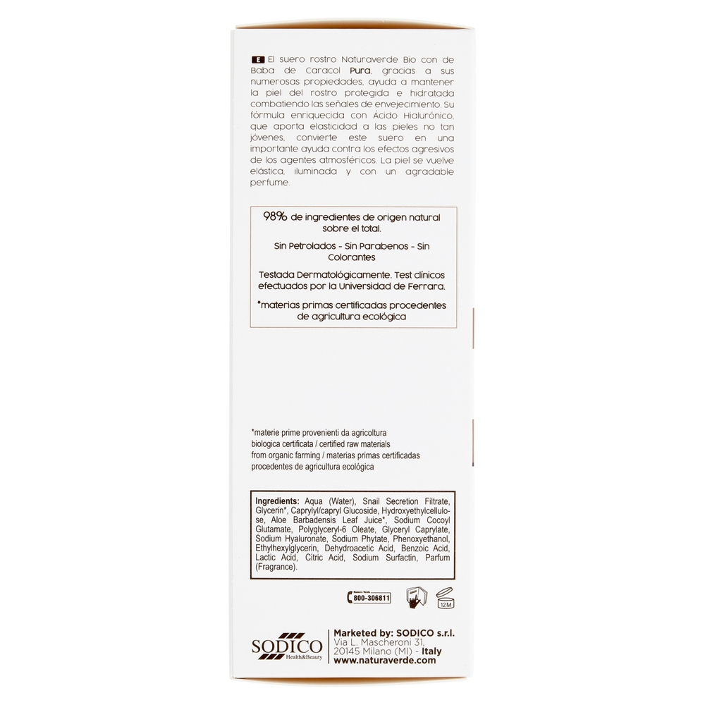 Naturaverde Natural Beauty Bio Bava di Lumaca Siero Viso Rigenerante - Intensivo 60 ml